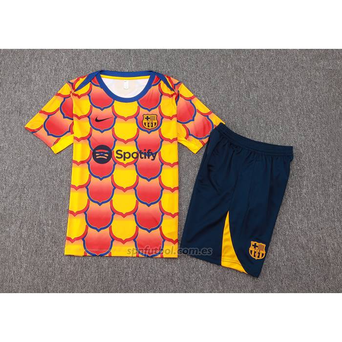 Chandal del Barcelona Manga Corta 2024-2025 Amarillo - Pantalon Corto